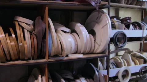 Various edge material in rolls Stock Footage 133359316