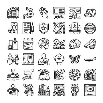 Various elements collection line icons set vector イラスト素材