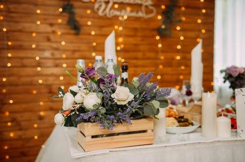 Various elements of the decoration of the wedding hall 3874. Foto stock