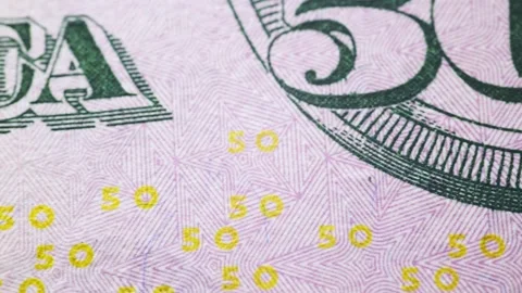 Various elements on a fifty dollar bill Stock Footage 250191186