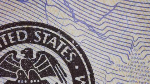 Various elements on a fifty dollar bill Stock Footage 251792422