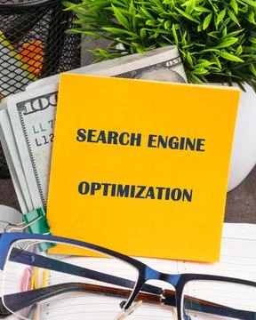 Various elements representing search engine optimization concepts in a digita Stock Photos