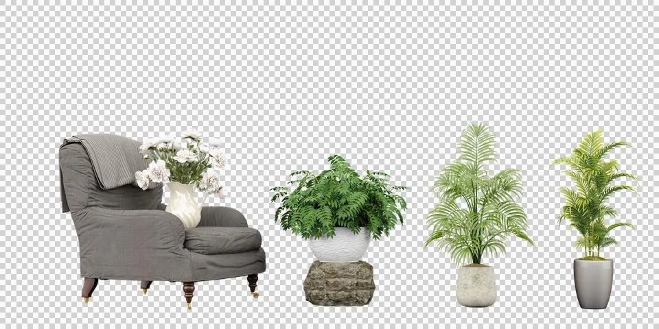 Various elements, sofa , plant  for use in interior design &amp; illustration, t Illustrazione stock