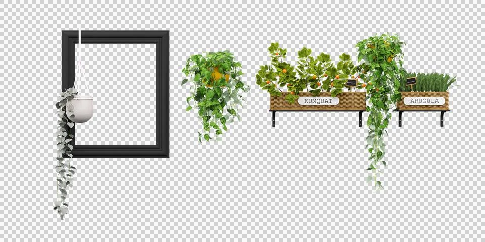 Various elements for use in modern interior design, isolated on transparent  Stock Illustration