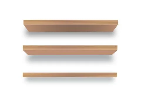 Various empty wooden store shelves set. Grocery rack. Vector Stock Illustration