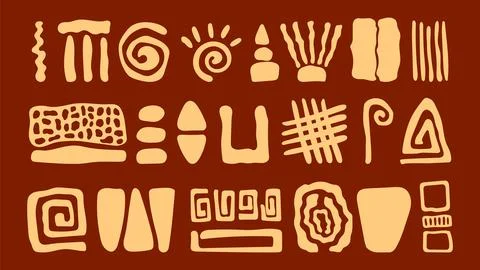 Various ethnic simple shapes. Abstract trendy african style doodle elements Stock Illustration