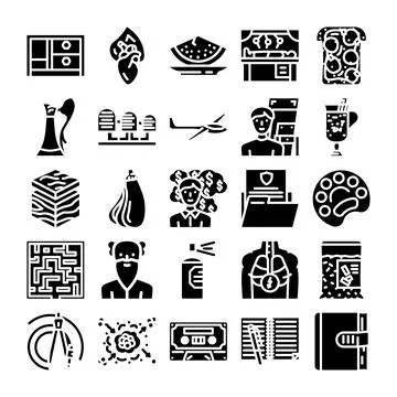 Various everyday objects and concepts icon set 库存插图
