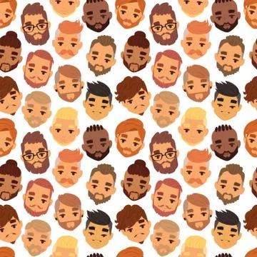 Various expressions bearded man face avatar fashion hipster hairstyle head Stock Illustration