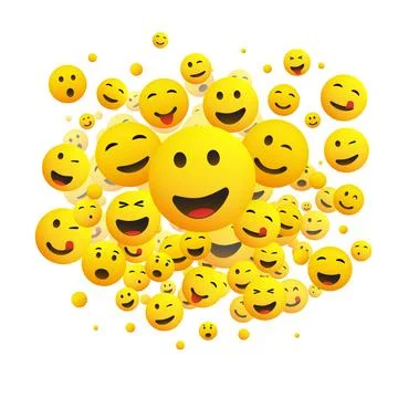 Various Faces, Emoticons - Lots of Laughing, Smiling, Winking Emoticons, 3D.. Stock Illustration