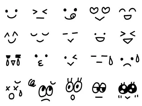 Various facial expression icon set. Simple and expressive emotion icons. Stock Illustration