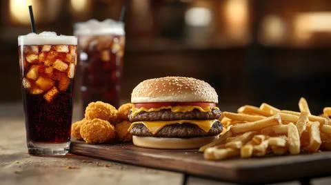 A Various Fast Food Background Stock Photos