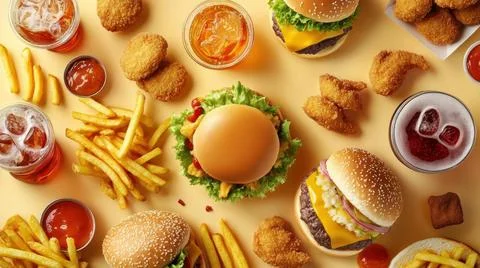 A Various Fast Food Background Stock Photos
