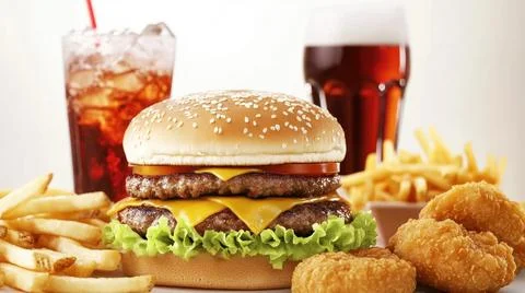 A Various Fast Food Background Stock Photos
