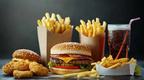 A Various Fast Food Background Stock Photos