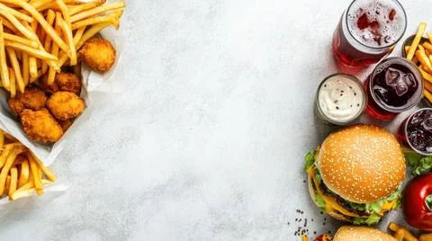 A Various Fast Food Background Stock Photos