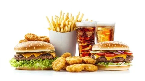 A Various Fast Food Background Stock Photos