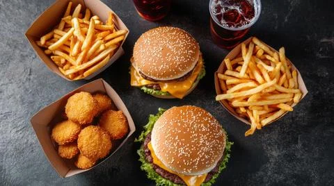 A Various Fast Food Background Stock Photos