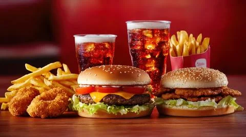 A Various Fast Food Background Stock Photos