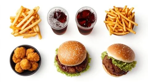 A Various Fast Food Background Stock Photos