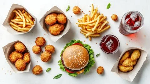 A Various Fast Food Background Stock Photos