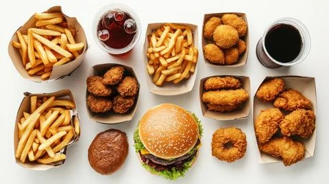 A Various Fast Food Background Stock Photos