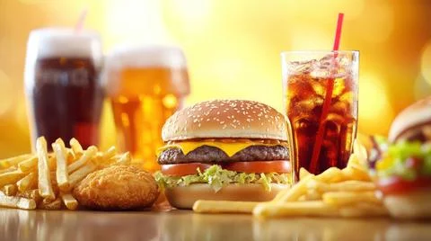 A Various Fast Food Background Stock Photos