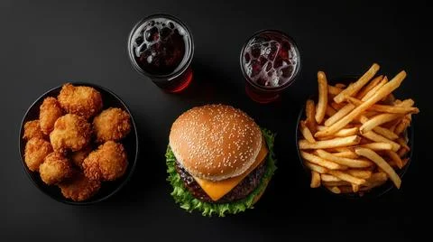 A Various Fast Food Background Stock Photos