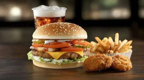 A Various Fast Food Background Stock Photos