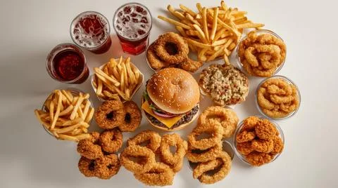 A Various Fast Food Background Stock Photos