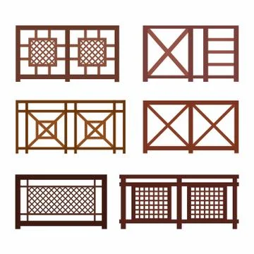 Various fences on the white Stock Illustration