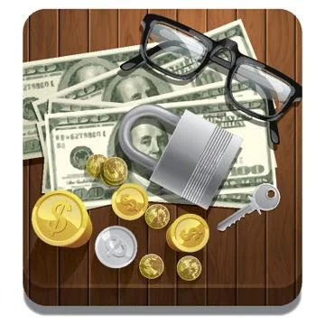 Various Financial Related Objects Stock Illustration
