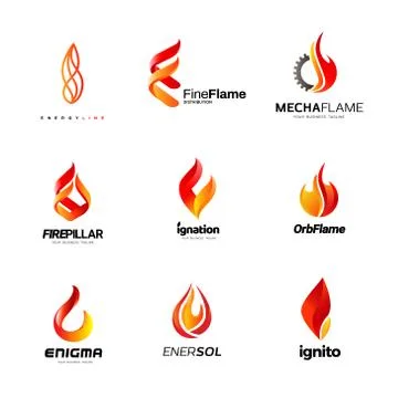 Various Fire Flame Logo Collection Stock Illustration