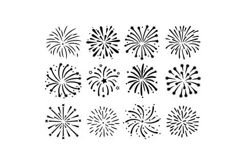 Various Firework Burst Illustrations. Vector icon. Stock Illustration