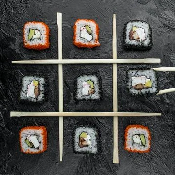 Various fish sushi on the table Stock Photos