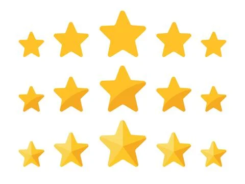 Various Five star ratings system set. Simple flat Yellow stars icons. Perfect Stock Illustration