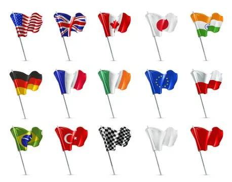 Various flags, 3d vector icon set Stock Illustration