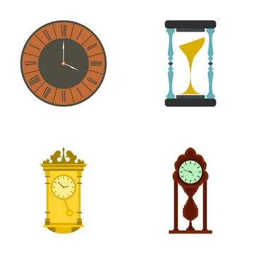 Various flat style clocks representing time measurement concept Stock Illustration