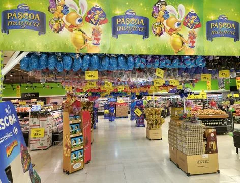 Various flavors of Easter eggs in Sao Paulo, Brazil - Mar 2025 Stock Photos