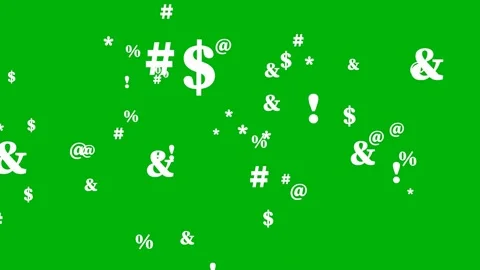 Various flying symbols on a green background Video stock 249245845