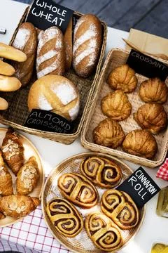 Various Fresh Baked Bakery Bread Products Stock Photos