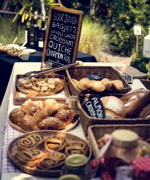 Various Fresh Baked Bakery Bread Products Stock Photos