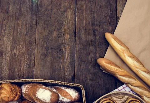 Various Fresh Baked Bakery Bread Products Stock Photos