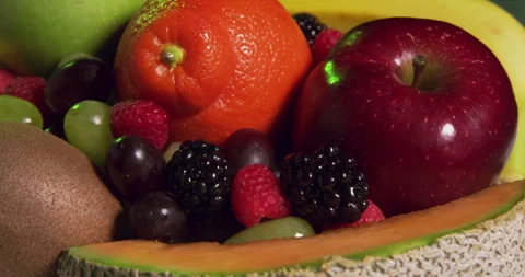 Various Fresh Fruit in the bowl Stock Footage 243660862