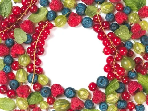 Various fresh summer berries pattern Stockfoto's