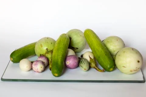 Various fresh vegetables on a white background Stock Photos