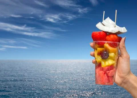 Various fruit in the glass Stock Photos