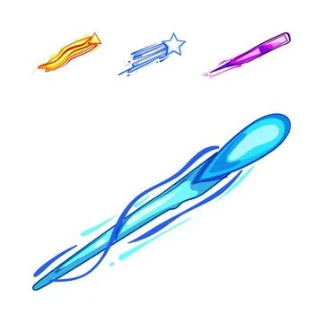 Various game projectiles flying creating fast motion effects Illustrazione stock