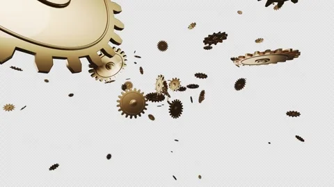 Various gears fly on a transparent background with an alpha channel. Stock Footage 330667294