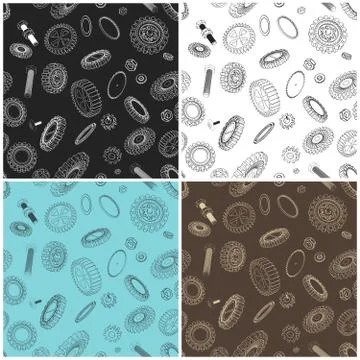 Various gears pattern イラスト素材