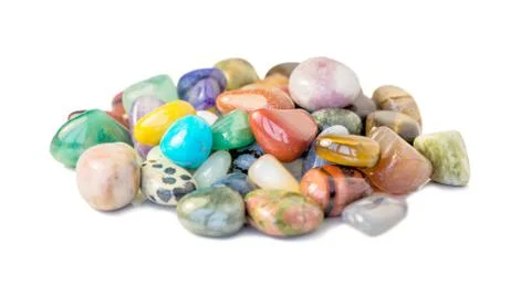 Various gems on white background Stock Photos